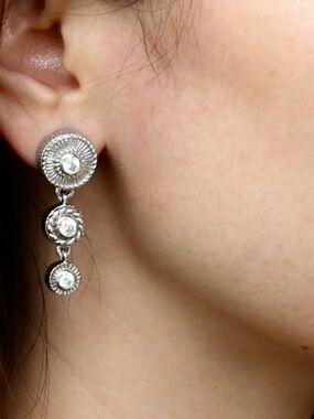 Judith Ripka Silver Triple-Drop Crystal Dangle Earrings